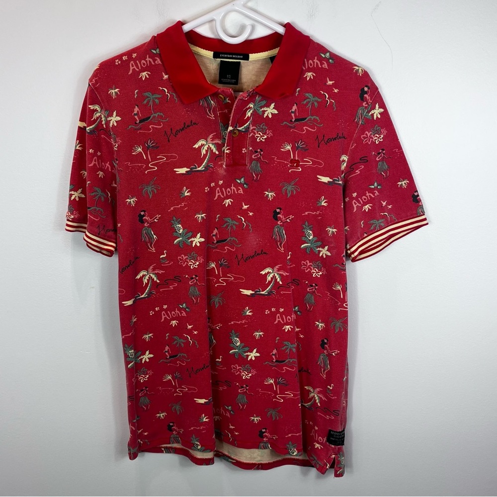 SCOTCH & SODA Island Getaway Everyday Holiday Aloha Honolulu Polo Shirt